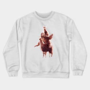 Cat Riding Sloth Riding Llama Crewneck Sweatshirt